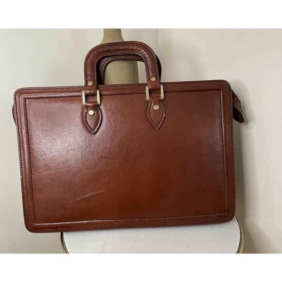 VTG 70s 80s Crouch & Fitzgerald Cognac Leather Document Holder Briefcase Wall St - Picture 2 of 16